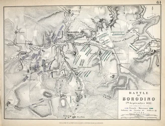 Mapa da batalha de Borodino, publicada por William Blackwood and Sons, Edimburgo e Londres, 1848